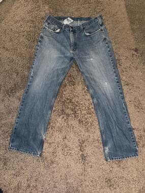 Carhartt B480 DVB Straight Traditional Fit Distressed Light Wash Blue Jeans 38x3